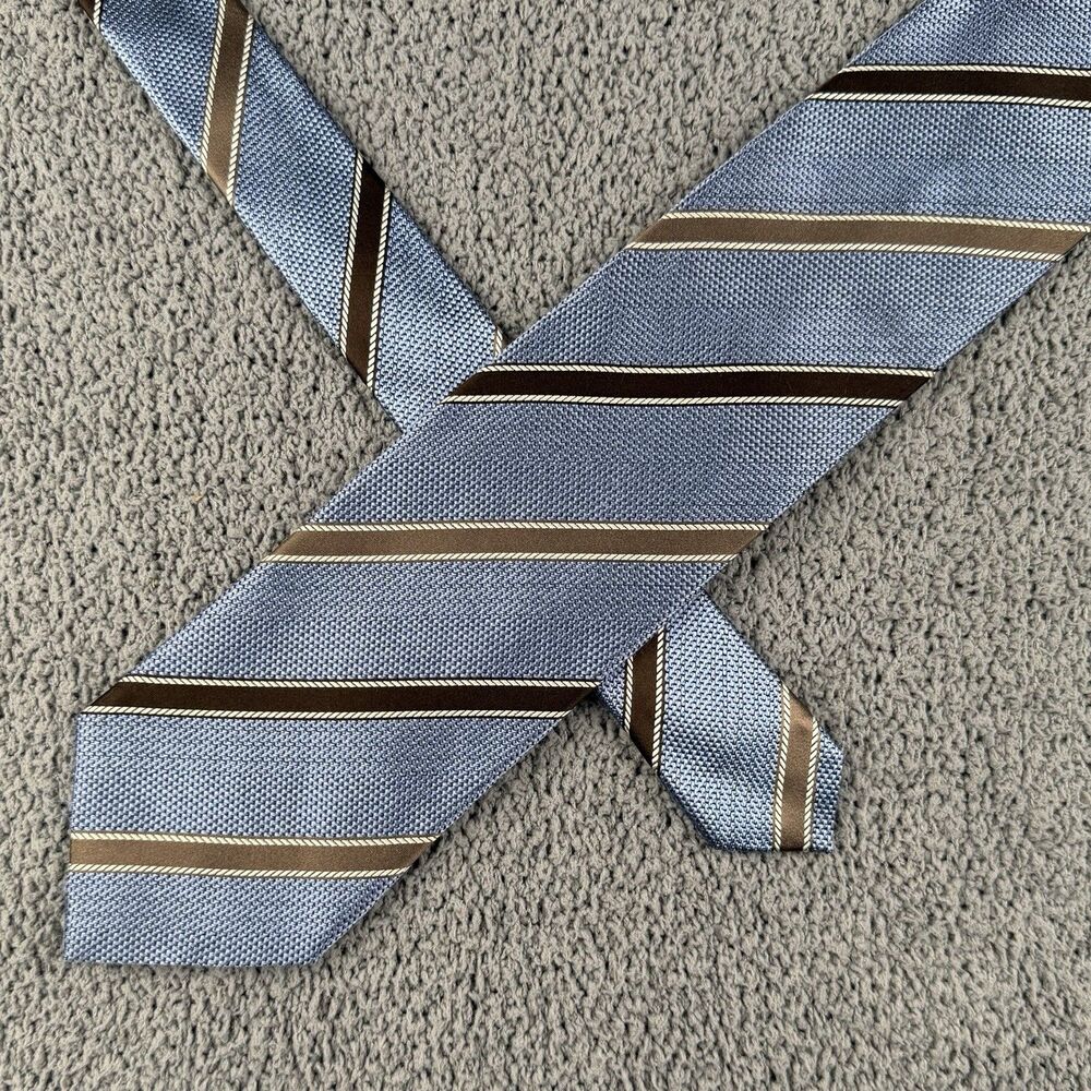 Ermenegildo Zegna Tie Light Blue Silk Striped Repp Necktie Made In Italy Luxury